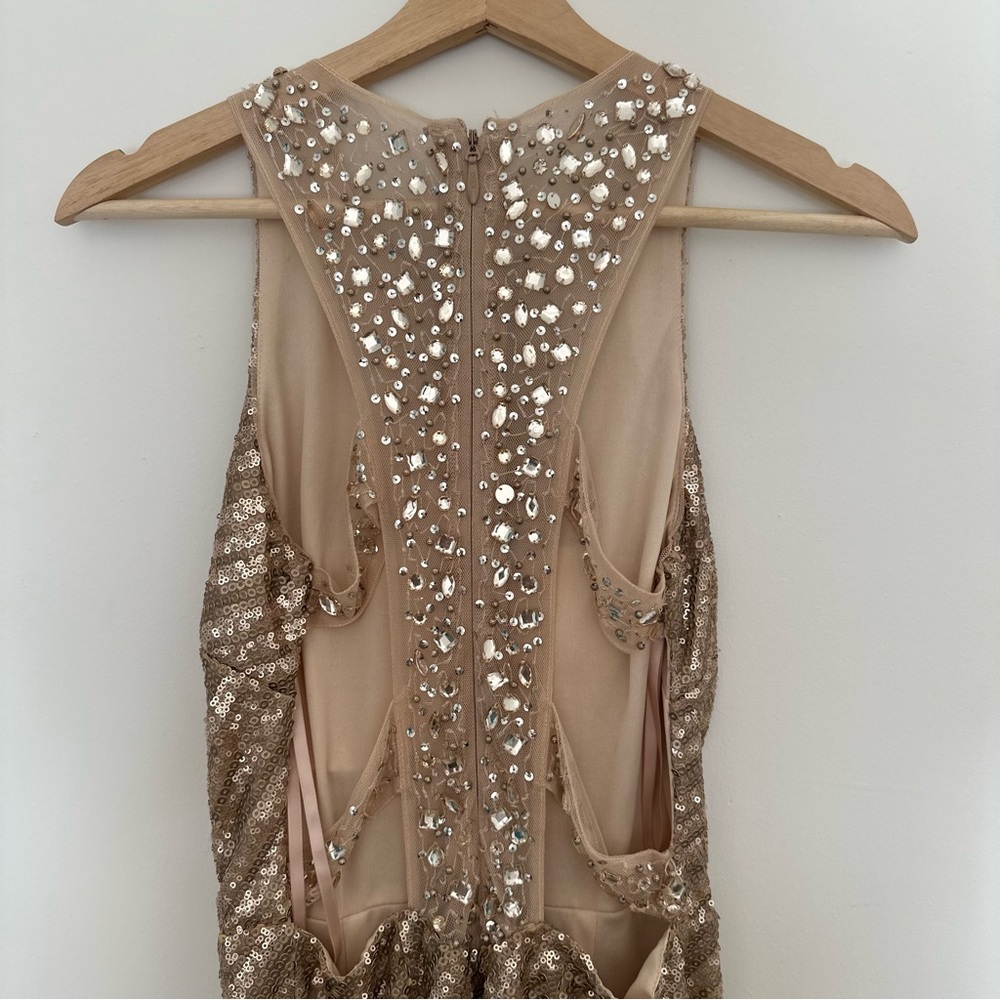 Darlin Sequin Maxi dress color Gold Size 5 - Picture 6 of 7